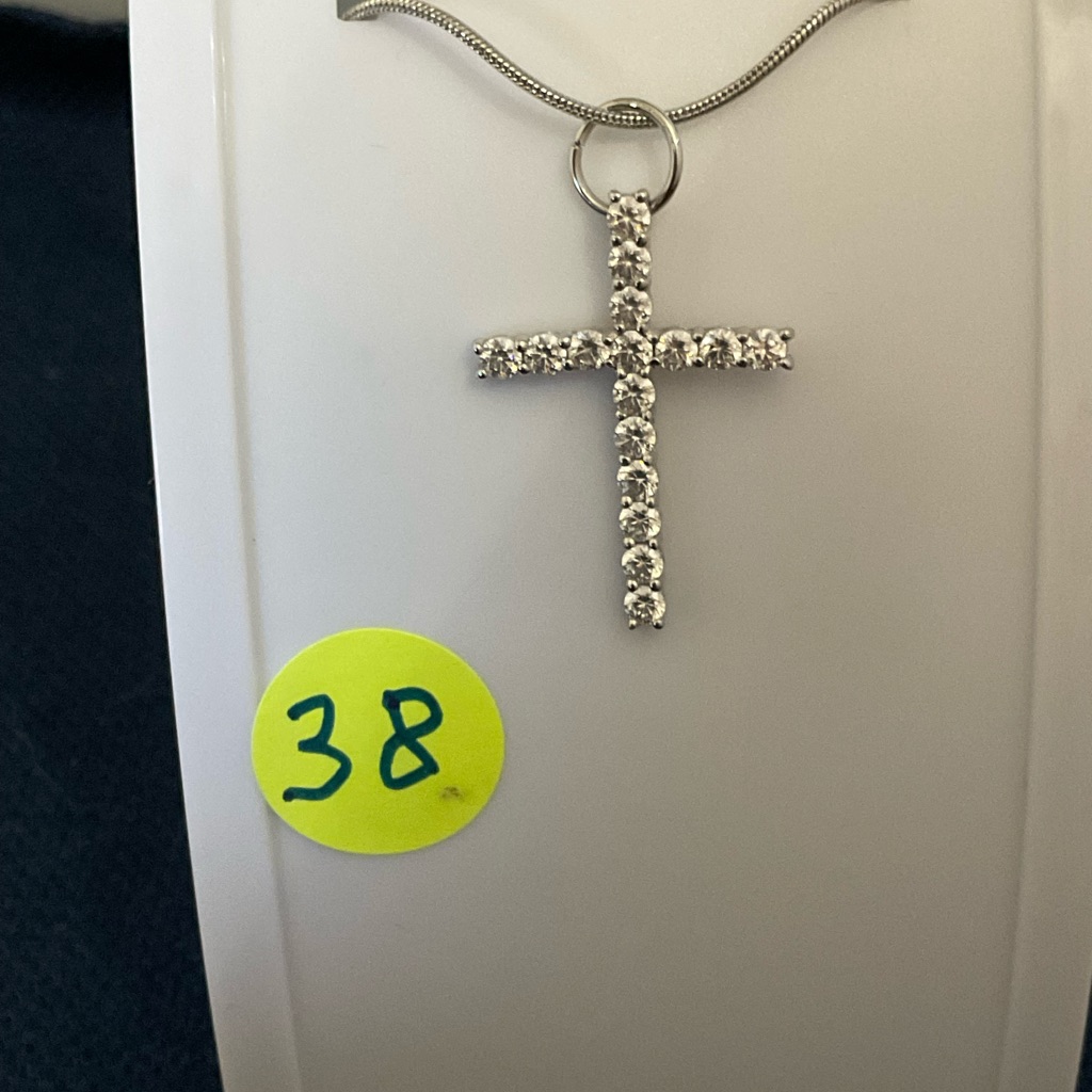 Sparkling Silver Cross Pendant Necklace 19$